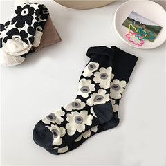 3 Pairs Cartoon Ankle Crew Socks Floral Multicolor Women's Socks