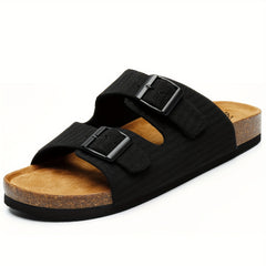 Bacia Cork Footbed Slide Sandals Double Buckle Flat