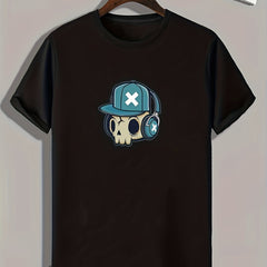 Skull Print Men's Graphic Tee for Summer