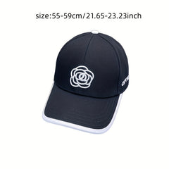 Classic Camellia Embroidery Baseball Cap Solid Adjustable Dad Hats