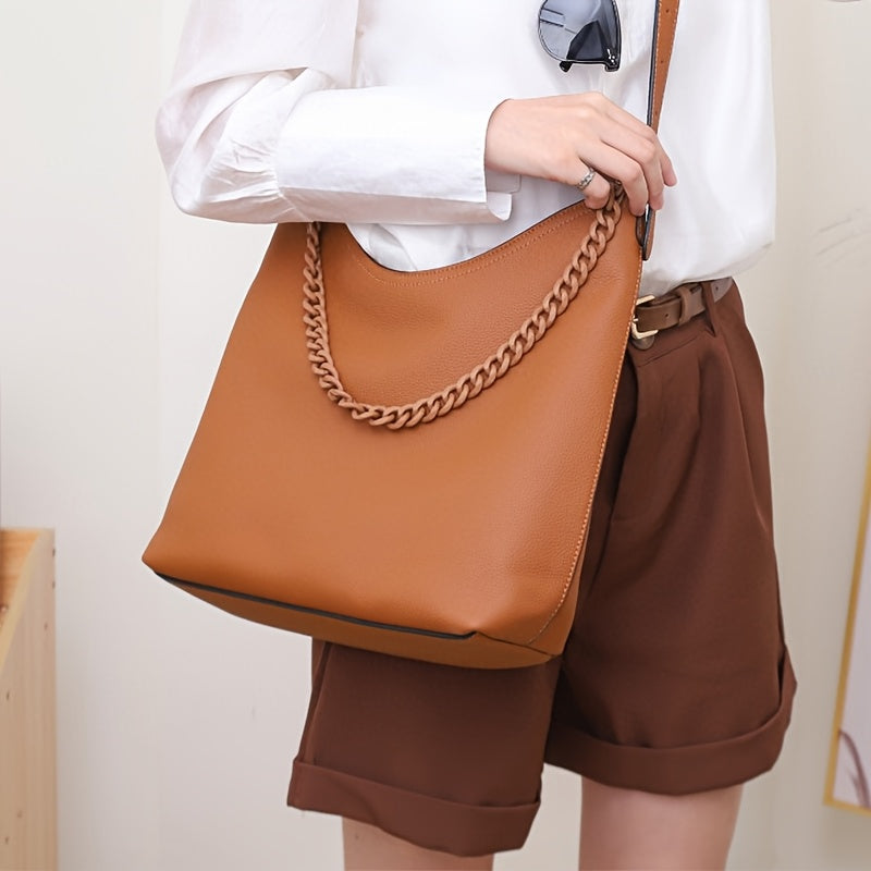 Top Layer Cowhide Shoulder Bag Large Capacity Women Crossbody Handbag