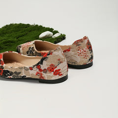 Floral Print Ballet Flats Pointed Toe Soft Sole Shoes