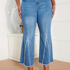 Fringe Trim Flared Leg Jeans