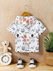 Graffiti Pattern Hooded T shirt Boys Girls Summer Clothes