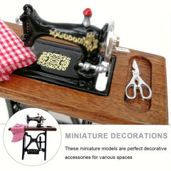1:12 Scale Vintage Sewing Machine Dollhouse Accessory & Golden Model