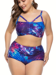Women's Galaxy Print Strappy Bikini Set