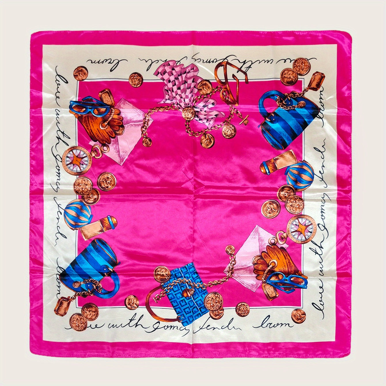 Chic Square Scarf for Women Satin Shawl