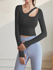 Breathable Yoga Top Long Sleeves Chest Pads Fitness Women's Activewear