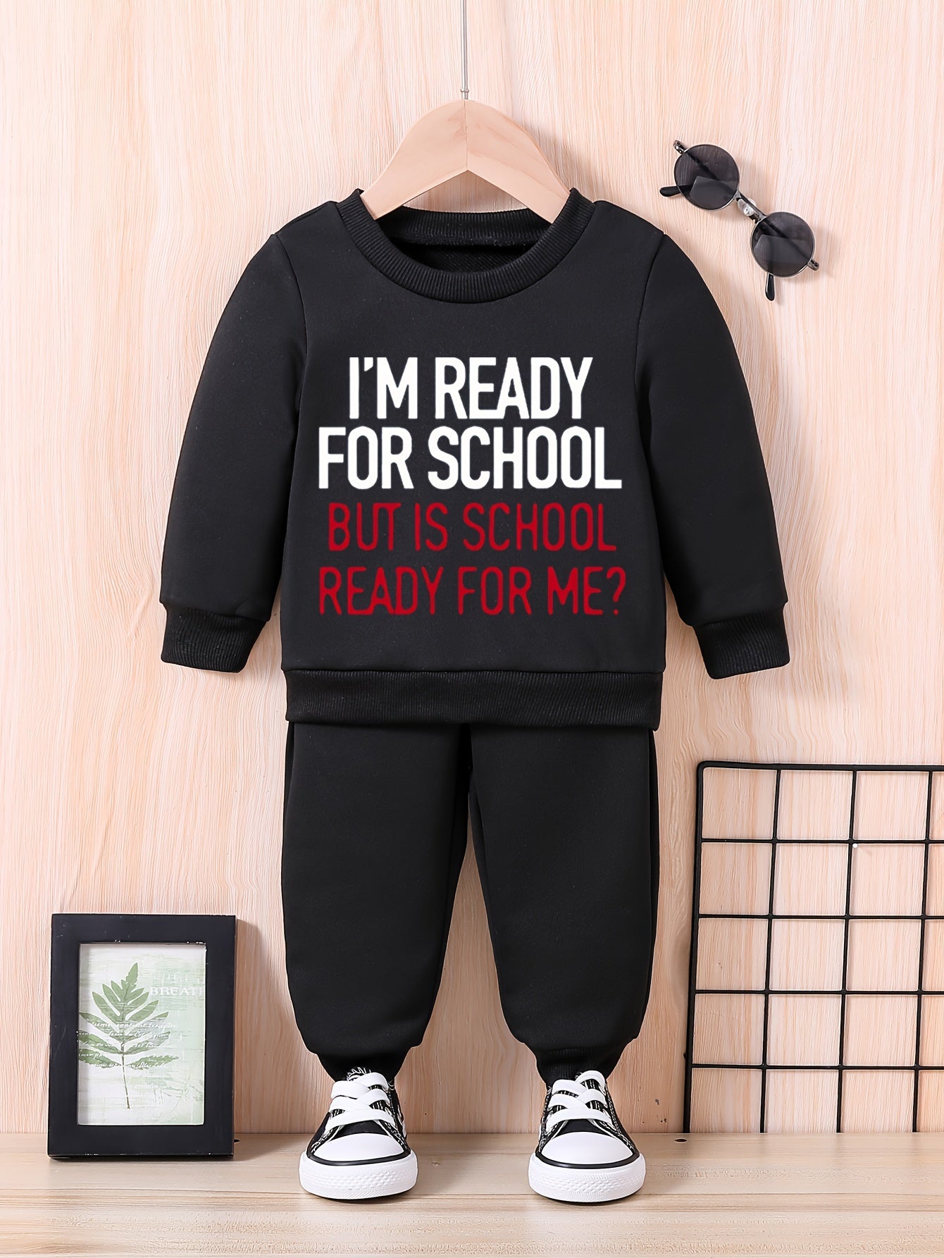 Baby Letter Print Outfit Set Long Sleeve Sweatshirt Trousers