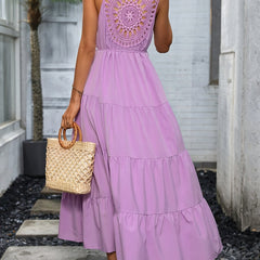 Hollow Out Tiered Dress Sleeveless Summer Dress