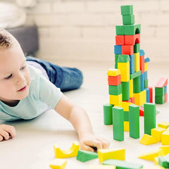 50 Wooden Construction Building Blocks Bricks Toy Set Xmas Gift