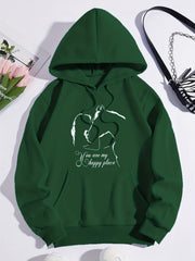 Girl & Horse Print Kangaroo Pocket Hoodie Long Sleeve Drawstring Hoodies