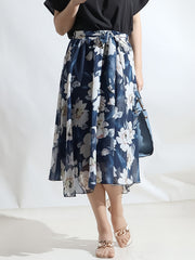 Floral Print Midi Skirt Vacation Casual Skirt