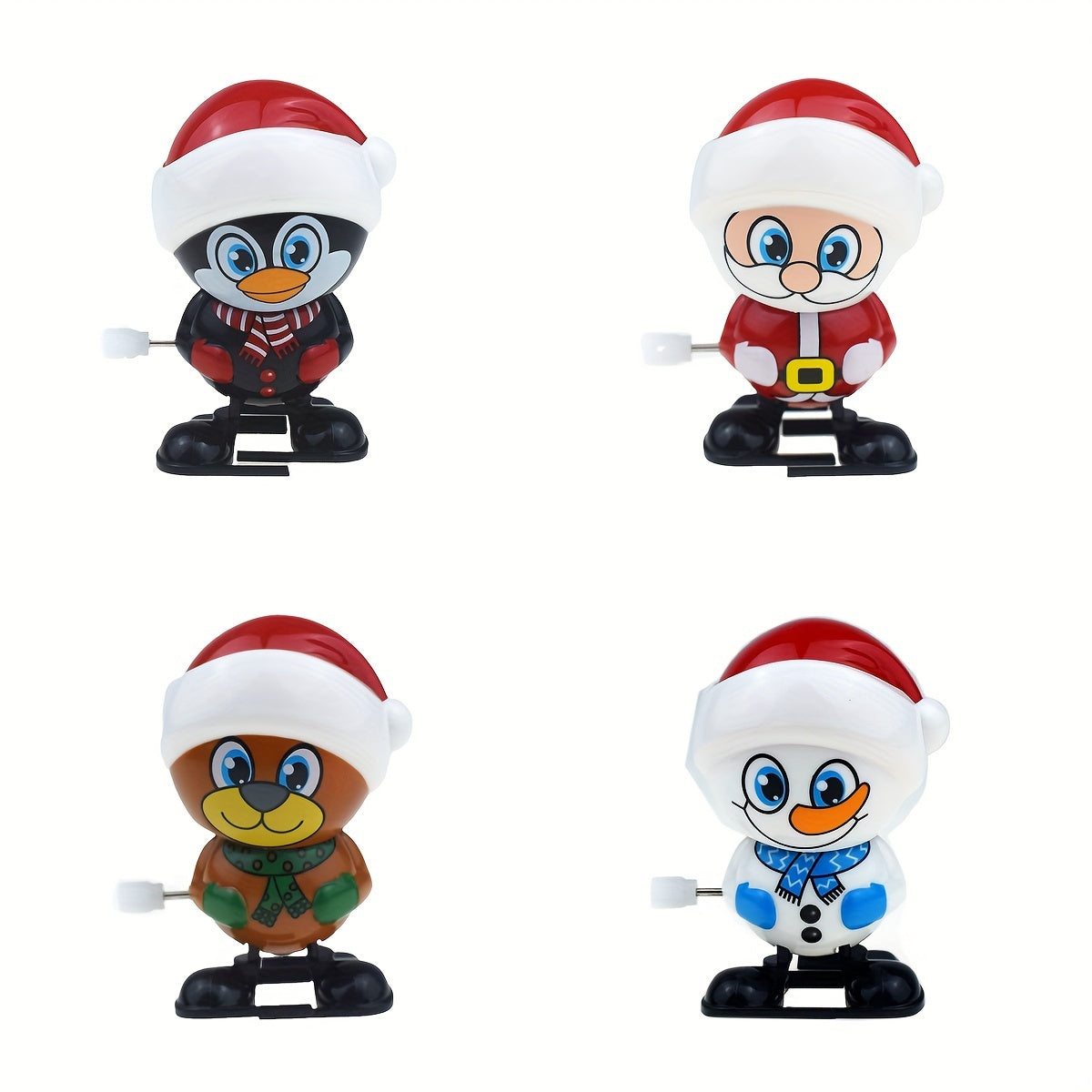 Wind Up Santa Claus Snowman Toy