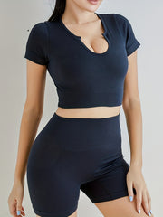 Stylish & Comfy Women's Solid Ribbed Yoga Set for Summer - 2 Pieces
