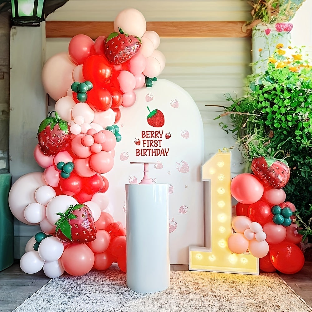 131pcs Strawberry Candy Fruit Theme Arch Garland Set Balloons For Party Decor
