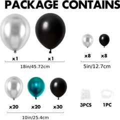 88pcs Teal Balloon Arch Kit Birthday Party Balloons Metallic Silver
