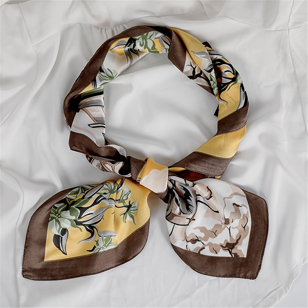 Yellow Square Scarf Classic Print Windproo...