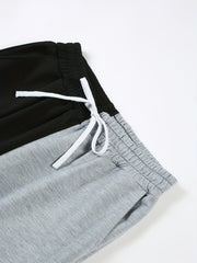 Skull Print Men's Splicing Drawstring Sweatpants Casual Jogger Pants