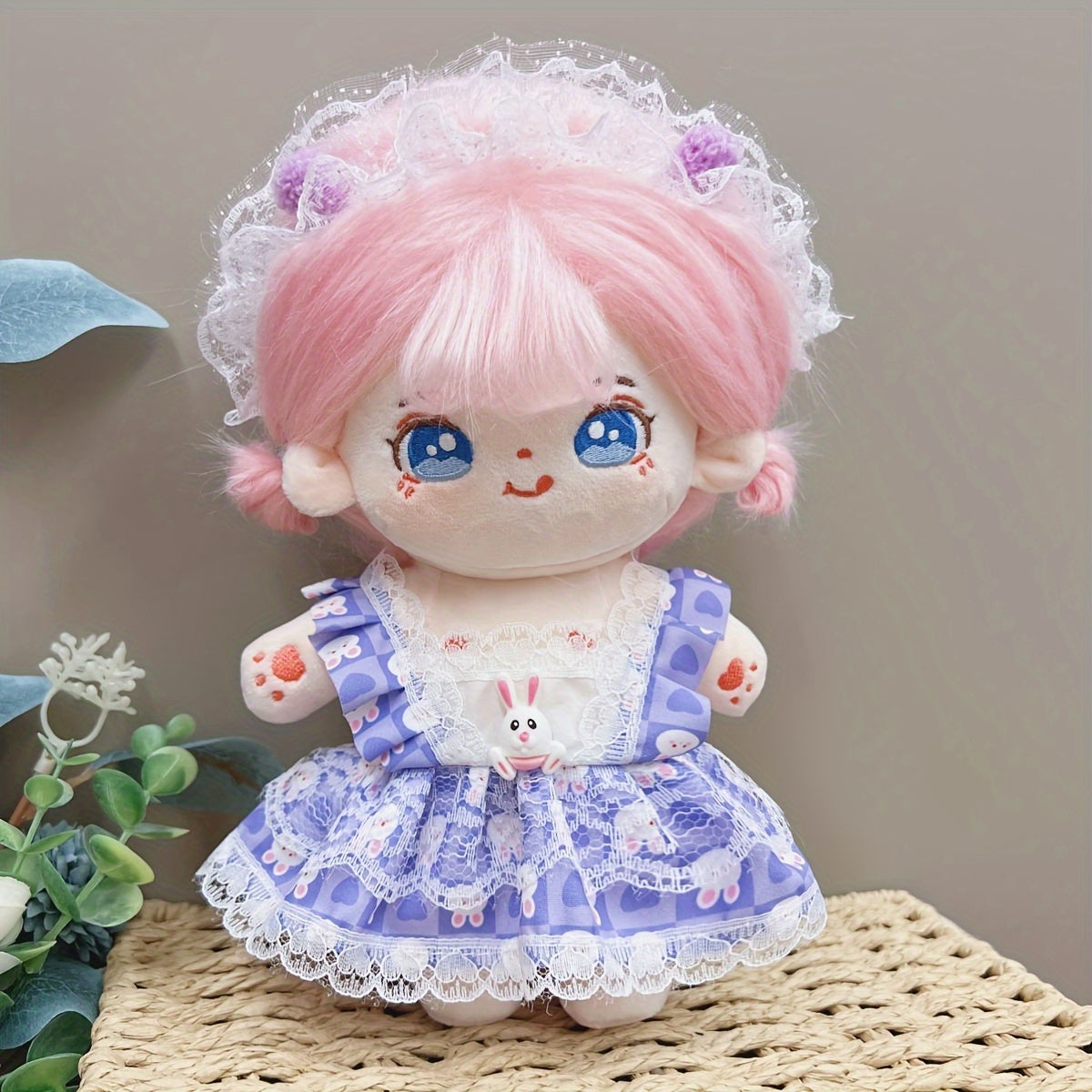 7.87in Doll Clothes Dress Headwear 2pcs Set Doll Accessories Girls Birthday