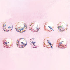 10pcs Plant Flower Laser Sticker Waterproof PET Material