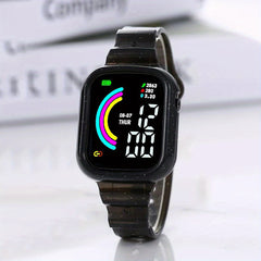 Large Screen Rainbow LED Square Watch For Kids