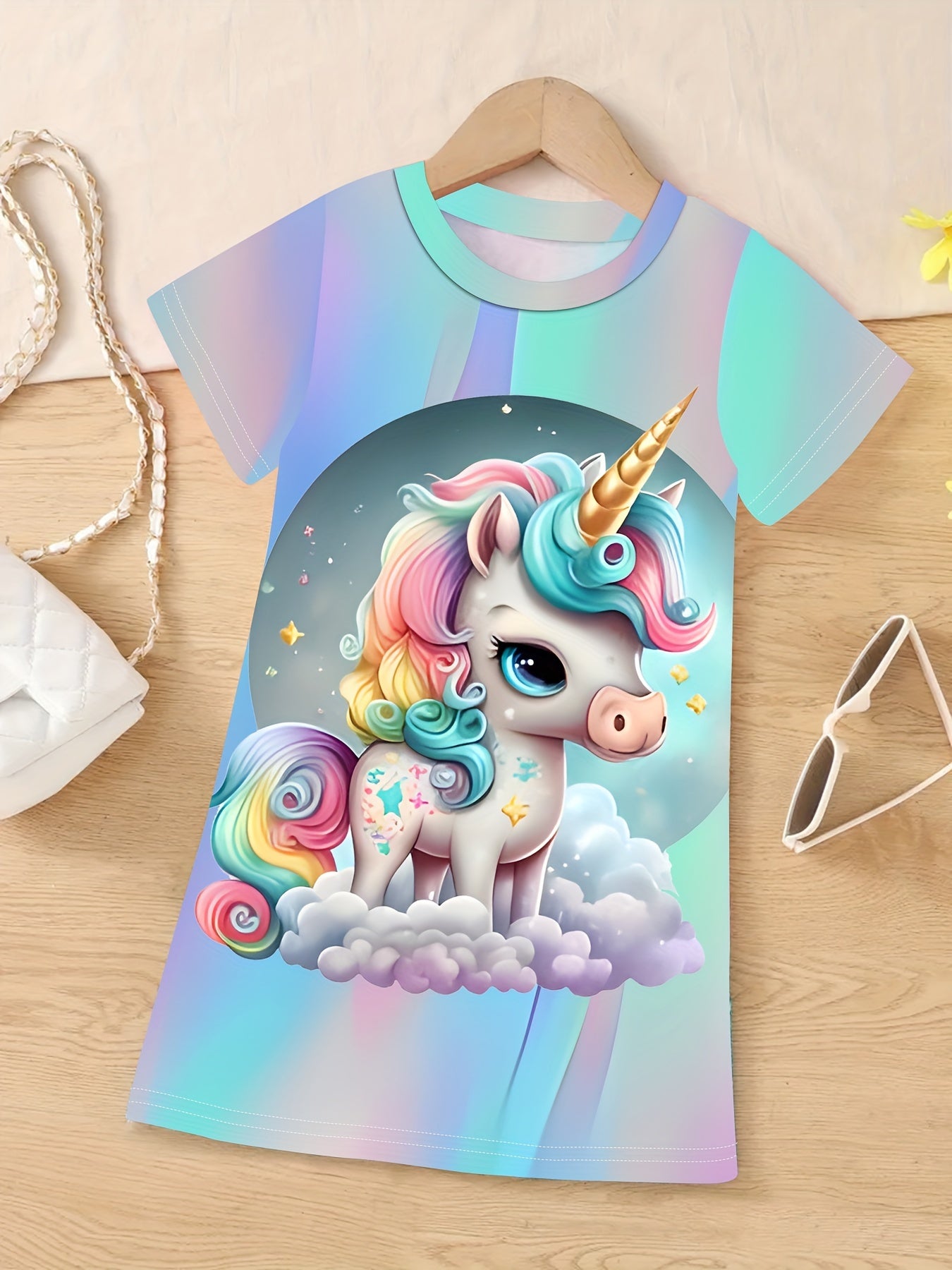 3D Unicorn Graphic Dress for Girls - Summer Outdoor