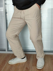 Men's Breathable Cotton Joggers Classic Drawstring Pants