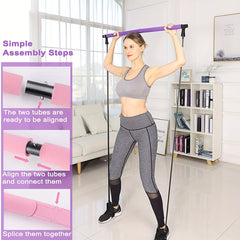Purple Pilates Tension Band Sticks Fitness Exercise Body Shaping Yoga