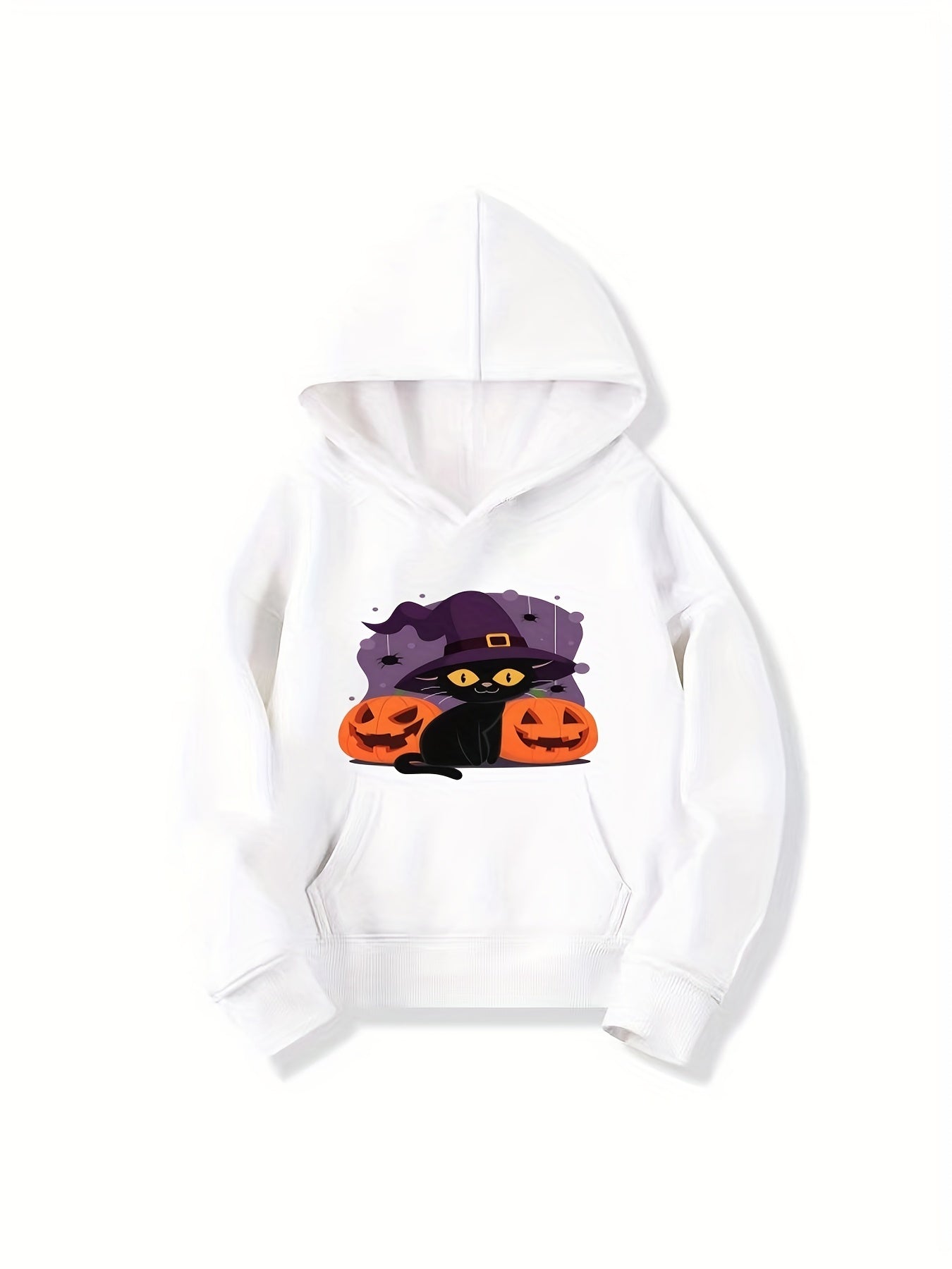 Kitty Witch Pattern Hoodie for Girls Halloween Party