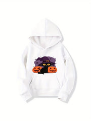 Kitty Witch Pattern Hoodie for Girls Halloween Party