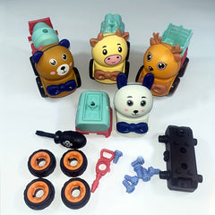 Kids DIY Engineering Car Toy Set - Sliding Mixer Transport Vehicle