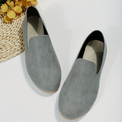 Women's Solid Flat Loafers Slip On Round Toe Soft Casual Shoes