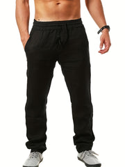 Solid Drawstring Sweatpants Loose Fit Pants Men's Casual Joggers