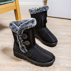 Faux Fur Lined Thermal Snow Boots Plush Round Toe Flat Winter Shoes