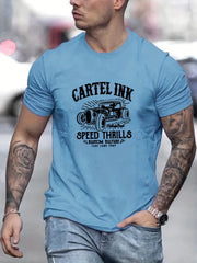 Men's Classic Car Graphic T-shirt for Summer Outdoor Wear