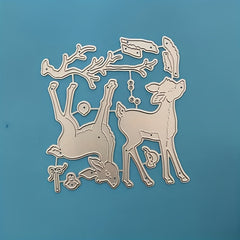Metal Cutting Dies Branch Bird Two Deers Craft Punch Stencils DIY Card Making