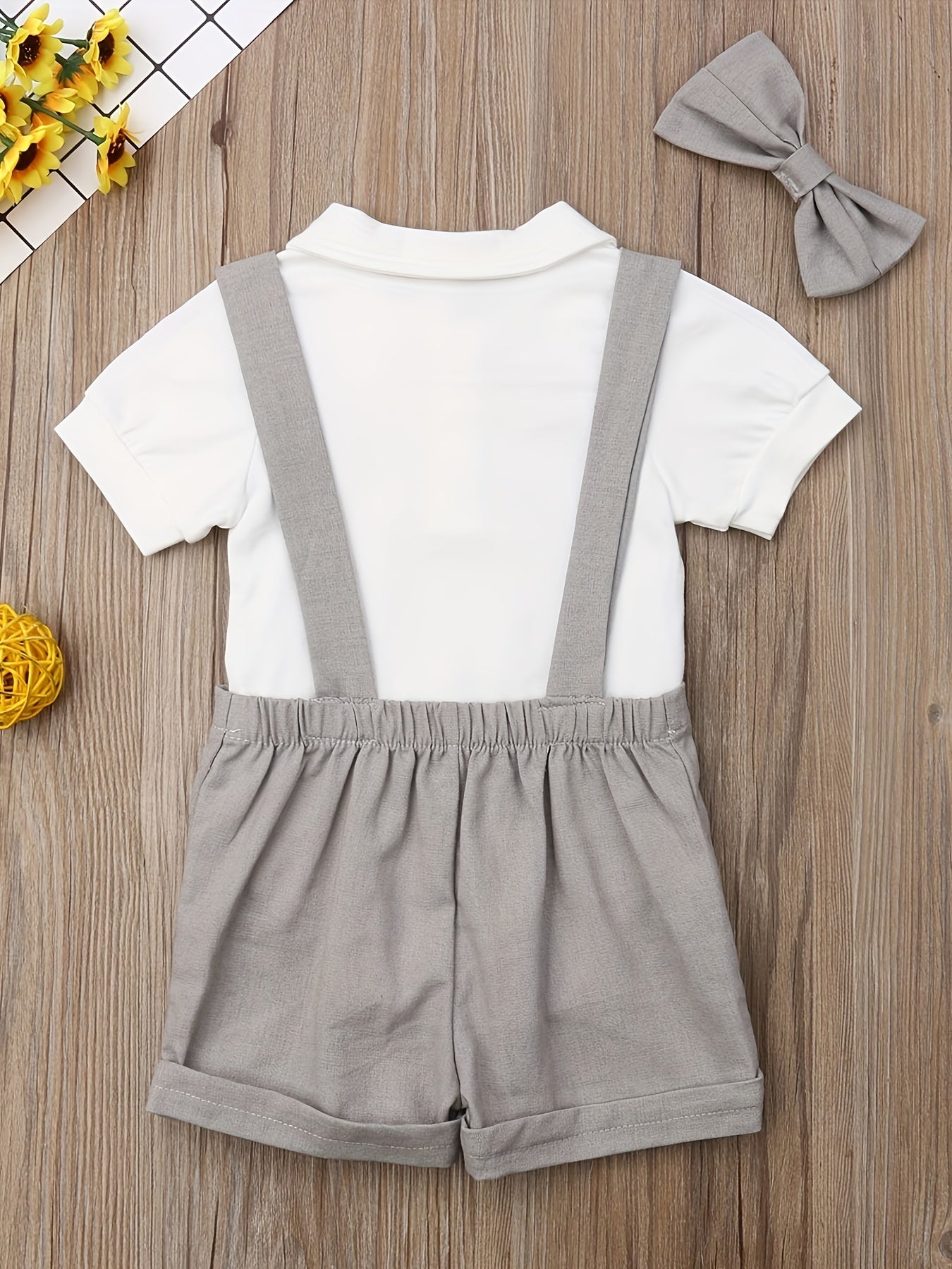 Newborn Baby Boys Gentleman Outfits Romper Top Pants Bowtie Set