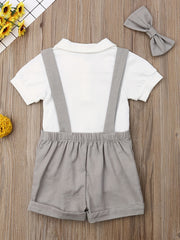 Newborn Baby Boys Gentleman Outfits Romper Top Pants Bowtie Set