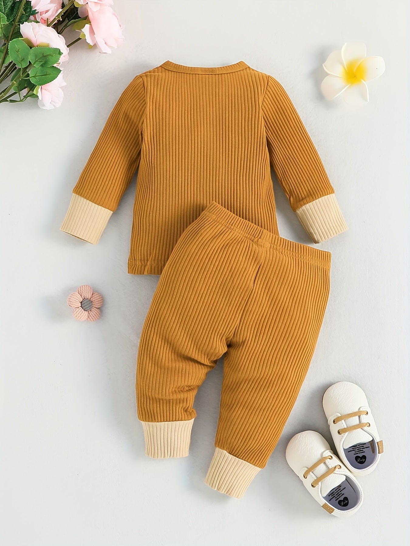 Baby Boys Ribbed Knit Long Sleeve Top Trousers Set