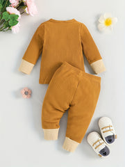 Baby Boys Ribbed Knit Long Sleeve Top Trousers Set