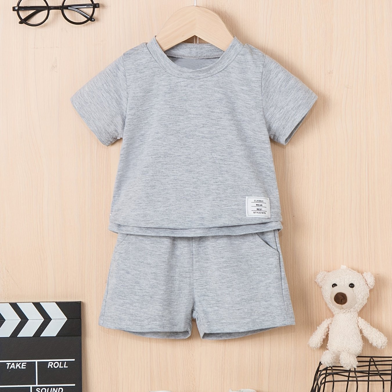 Baby Boy Set Short Sleeve T shirt & Shorts Casual Solid Set