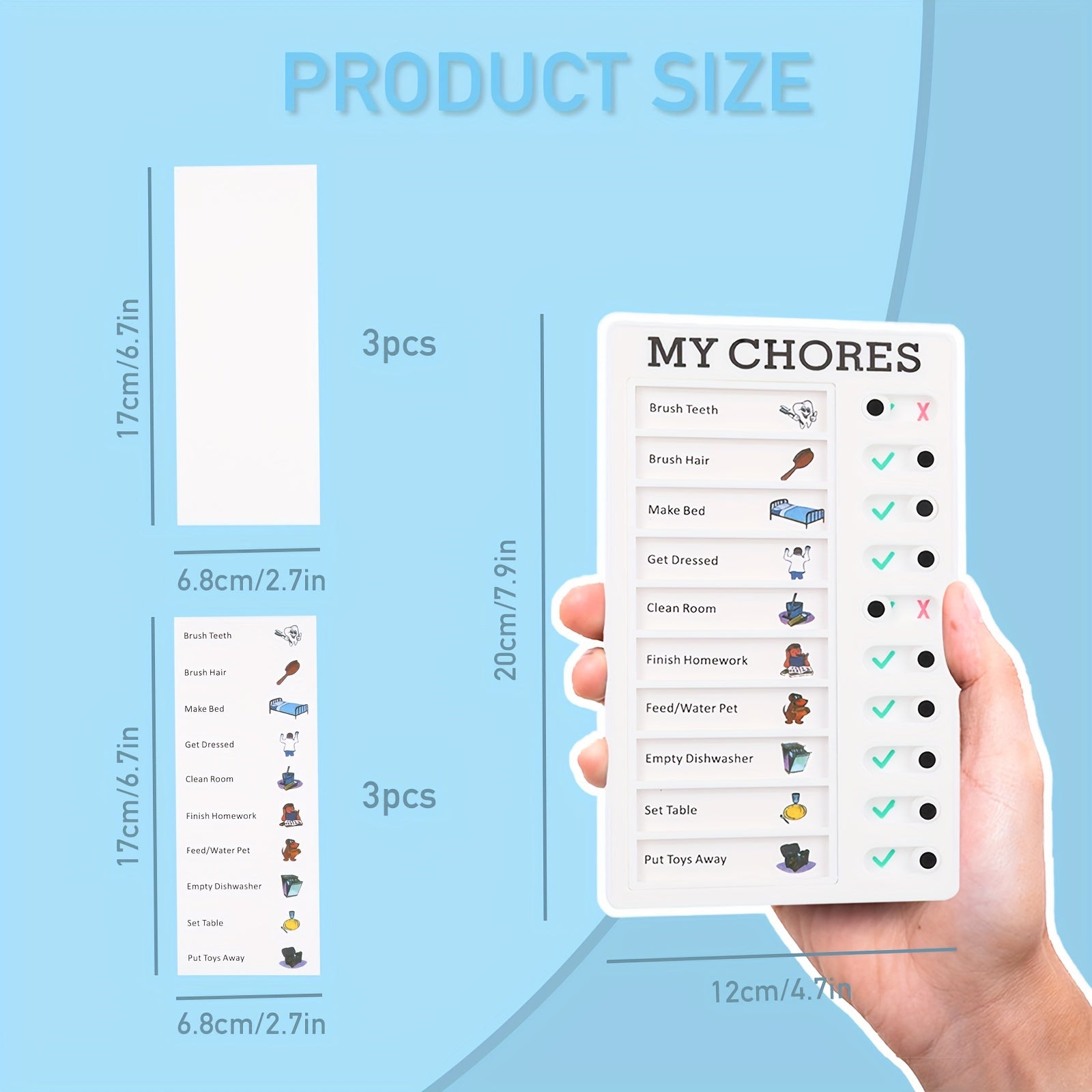 3pcs Daily Schedule Chore Chart Memo Checklist Board