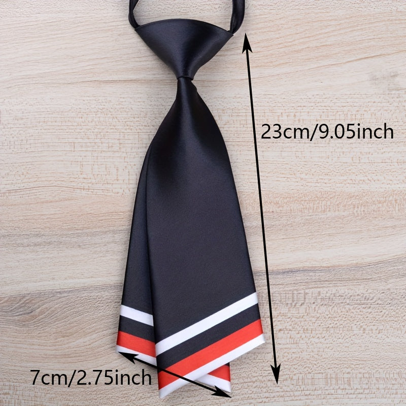 1pc Solid Necktie Classic Pre tied Neck Tie College Style Adjustable