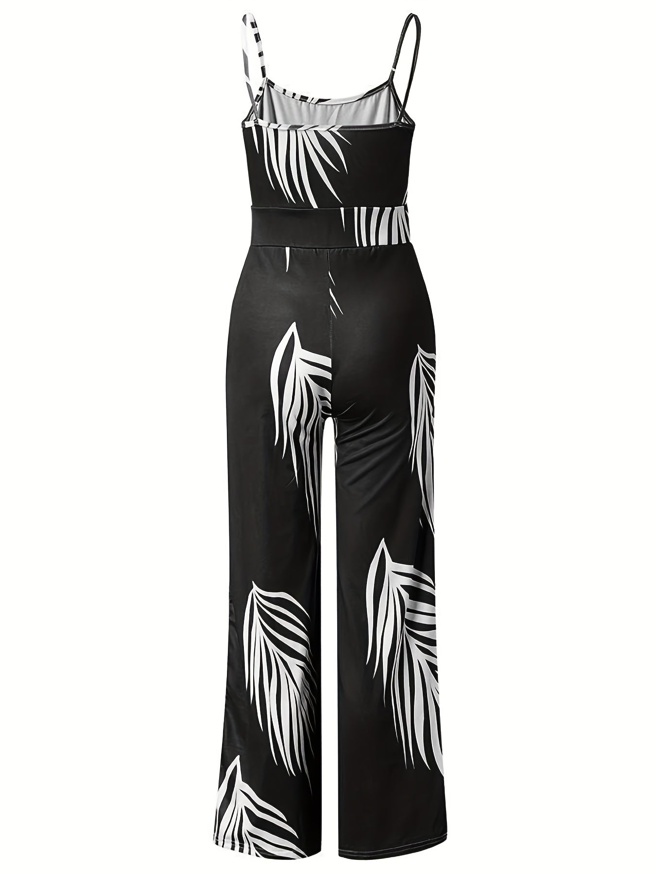 Tropical Print Round Neck Jumpsuit