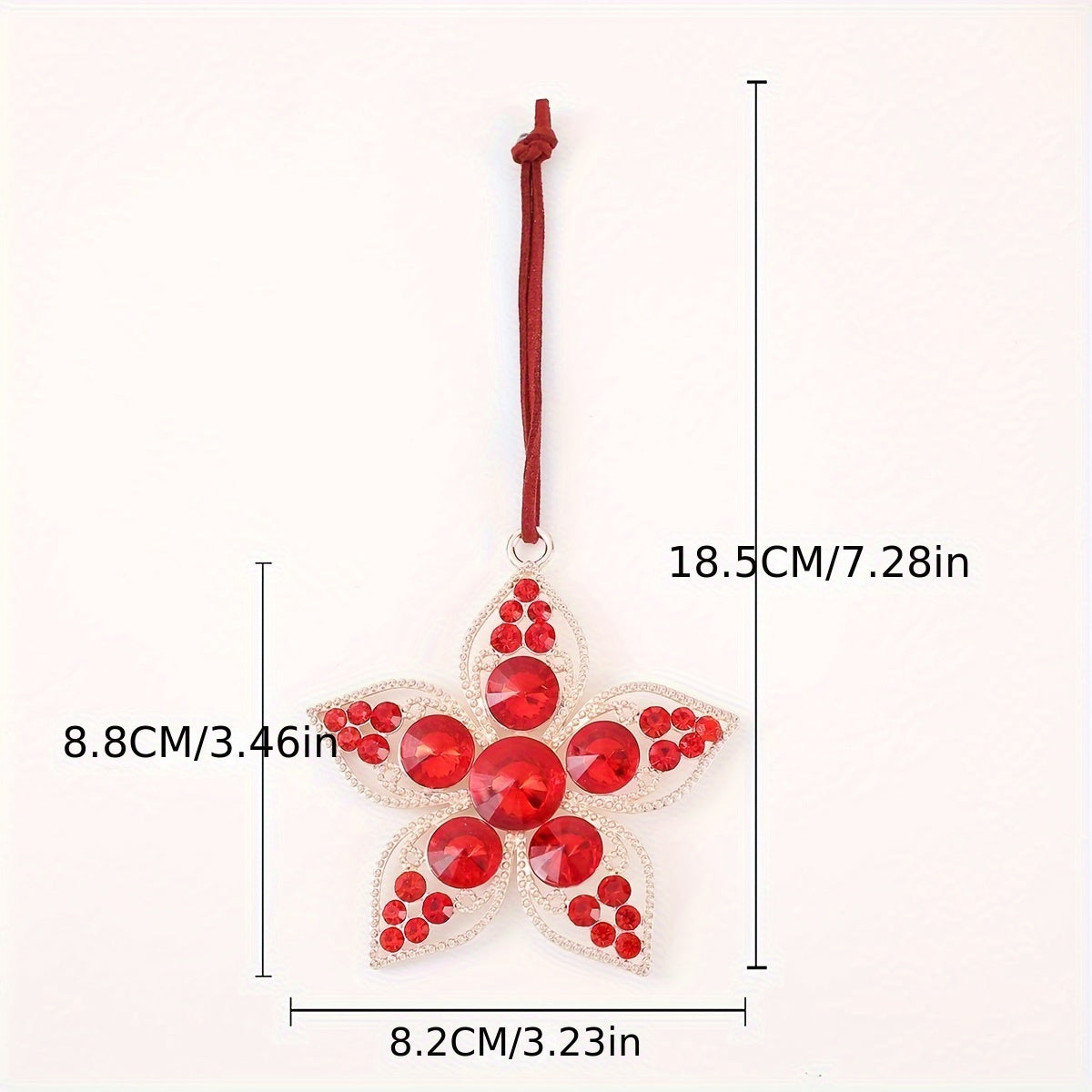 1pc Rhinestone Flower Christmas Tree Pendant Metal Decoration Supplies