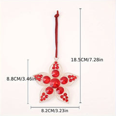 1pc Rhinestone Flower Christmas Tree Pendant Metal Decoration Supplies
