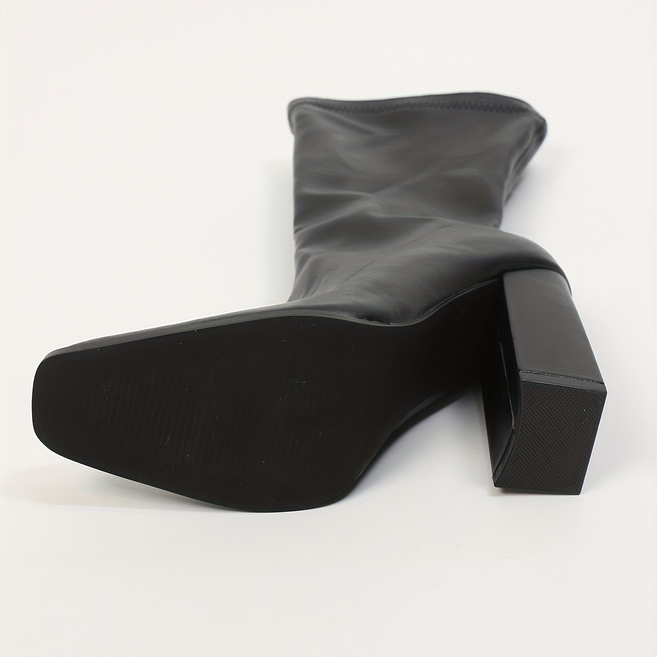 Women's Block Heeled Boots Comfortable Square Toe Side Zipper Shoes