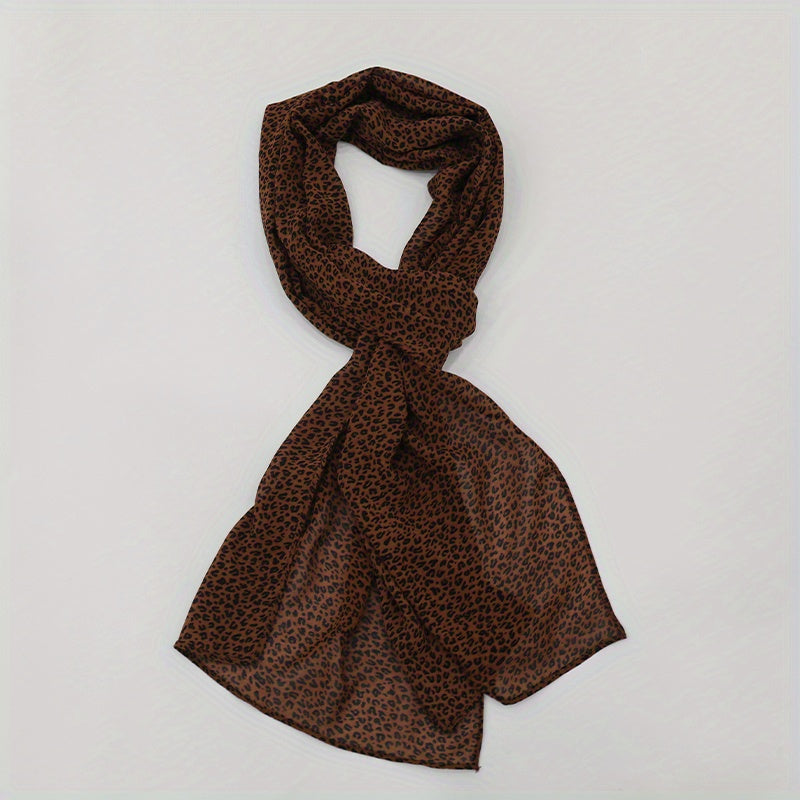 Leopard Print Scarf Vintage Casual Women Shawl Outdoor Windproof