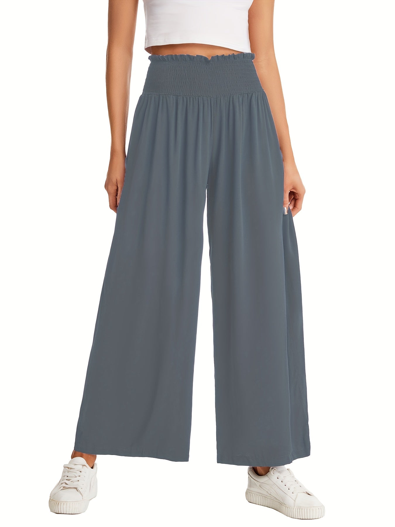 Women's Wide Leg High Waist Casual Trousers